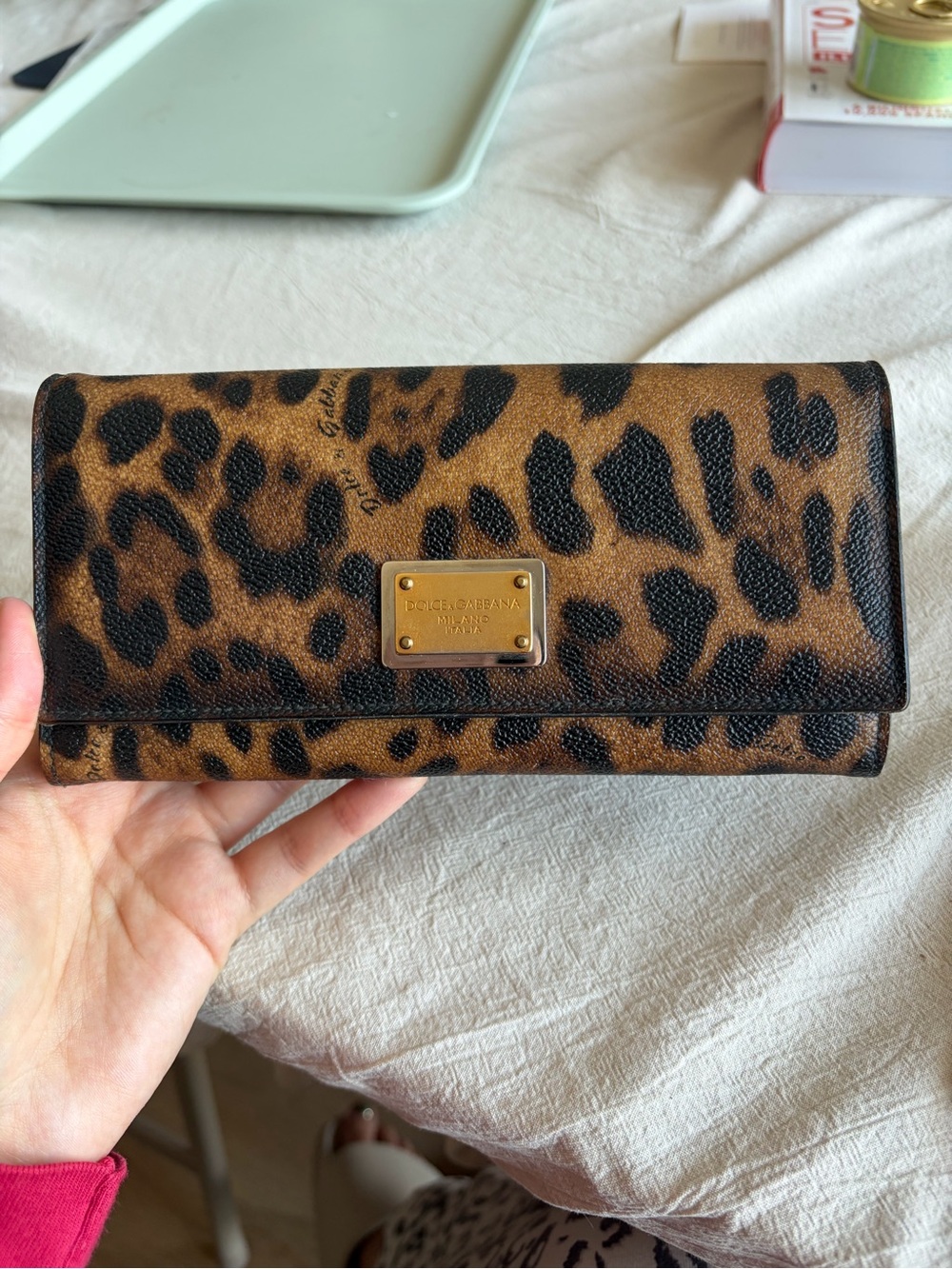 Dolce & Gabbana Leopard Print Continental Wallet - Brown/Black